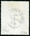 Stamp of Great Britain » 1855-1900 Surface Printed » 1867-83 High Values 1882 5/- rose, EB, Pl.4, (blued paper), a superb used