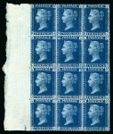 Stamp of Great Britain » 1854-70 Perforated Line Engraved 1869 2d. blue, Pl. 15, BA-EC marginal bloc of 12 from