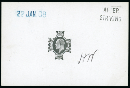Stamp of Great Britain » King Edward VII » 1902-10 De La Rue Issues 1908 die proof of the head plate printed in black on