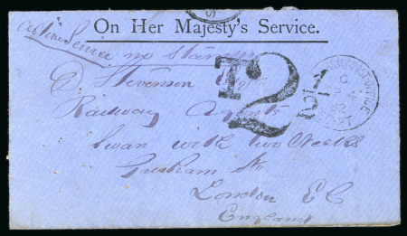 Stamp of Great Britain » British Post Offices Abroad » British Army Post Offices British Army Post Offices in Egypt 1882 stampless taxed cove to London