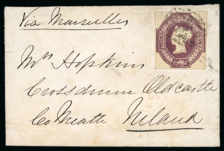 Stamp of Great Britain » British Post Offices Abroad 1855 (Jan) 6d embossed cover to Ireland