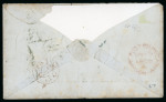 Stamp of Great Britain » 1854-1900 Postal History of the Perforated Line Engraved and Surface Printed Issues 1856 cover from troopship S.S. Penninsular vertical strip 1d blue OXO cancels