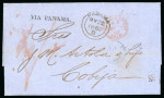 Stamp of Great Britain » British Post Offices Abroad Three 1862-63 covers UK to Cobija, 1876 1/- Franca h/s