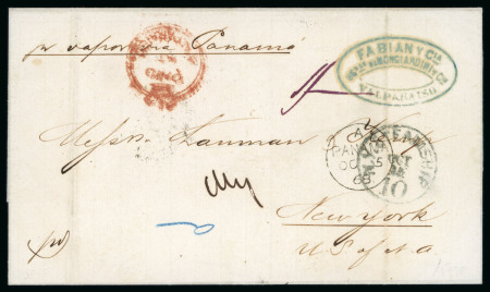 Stamp of Great Britain » British Post Offices Abroad » Crown Circle Handstamps Chile Valparaiso 1868 entire via Panama to New York