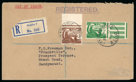 Stamp of Ireland » 1922-49 Dublin Government Printing Works Issues 1944 O’Cleirigh complete set of two, tied on a registered