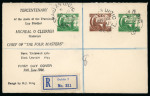 Stamp of Ireland » 1922-49 Dublin Government Printing Works Issues 1944 O’Cleirigh complete set of two, tied on a registered