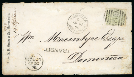 Stamp of Great Britain » British Post Offices Abroad 1878 4d cover used Savanilla to Dominica