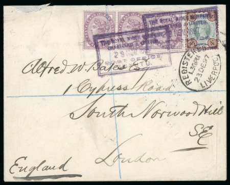 Stamp of Nigerias » Niger Company Territories Burutu (type 7): 1898 (Jun 16) envelope sent registered to England with GB 1881 1d lilac pair and single and 1887 4d