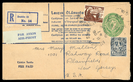 Stamp of Ireland » 1922-49 Dublin Government Printing Works Issues 1944 Michael O'Cleirigh: Specialised collection/accumulation of covers, cancels, mint and used, booklet panes etc., housed in four ring binders, a vast array of covers and cards, registered usages, show a wonderful range