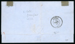 Stamp of Malta 1862 (Nov 30) wrapper from Malta to Syros with GB 1d red "star" and 2d pl.9 tied by Malta "A25" duplexes in mixed franking with Greece large Hermes Head 20l