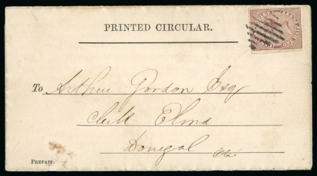Stamp of Canada » Colony of Canada » Regular Uses of the Issued Stamps including Special Features of the Issued Stamps on Cover 1851 ½d Deep Rose on Printed Circular½d deep rose on