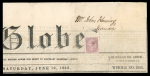 Stamp of Canada » Colony of Canada » Regular Uses of the Issued Stamps including Special Features of the Issued Stamps on Cover 1851 ½d Deep Rose on Masthead of The Globe½d deep rose,