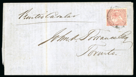 Stamp of Canada » Colony of Canada » Regular Uses of the Issued Stamps including Special Features of the Issued Stamps on Cover Exceptional ½d deep rose on medium wove paper, tied