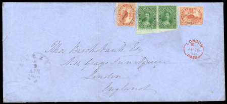 Stamp of Canada » Colony of Canada » Regular Uses of the Issued Stamps including Special Features of the Issued Stamps on Cover 1851–57 Multi-Value Cover from Barrie to LondonCover