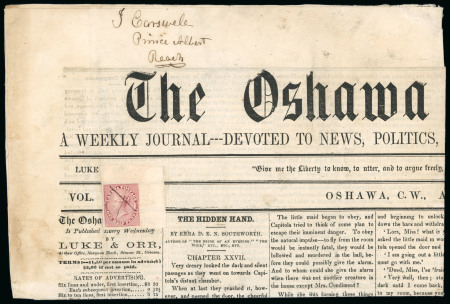 Stamp of Canada » Colony of Canada » Regular Uses of the Issued Stamps including Special Features of the Issued Stamps on Cover 1852–57 ½d Deep Rose on Newspaper Wrapper½d deep rose