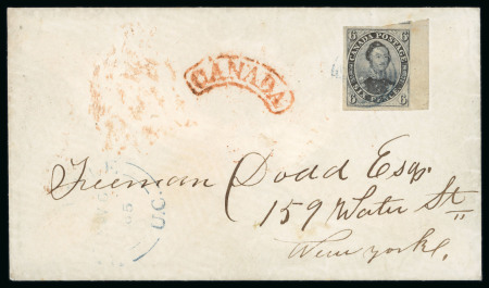 Stamp of Canada » Colony of Canada » Regular Uses of the Issued Stamps including Special Features of the Issued Stamps on Cover 6d. slate-violet on laid paper, right marginal example