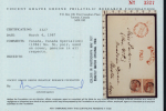 Stamp of Canada » Colony of Canada » Regular Uses of the Issued Stamps including Special Features of the Issued Stamps on Cover 1852–57 3d Brown-Red, Vertical Pair on Cover to USA