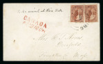 Stamp of Canada » Colony of Canada » Regular Uses of the Issued Stamps including Special Features of the Issued Stamps on Cover 1852–57 Mixed 3d Franking Cover to USA3d orange-red