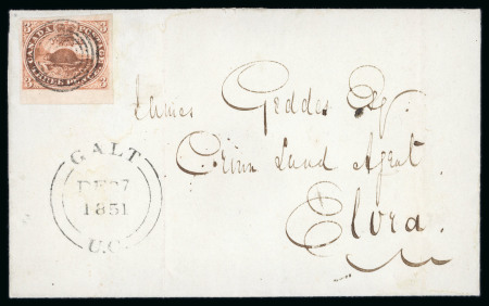 Stamp of Canada » Colony of Canada » Regular Uses of the Issued Stamps including Special Features of the Issued Stamps on Cover 1851 3d Red on Laid Paper on Entire3d red on laid paper,