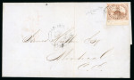 Stamp of Canada » Colony of Canada » Regular Uses of the Issued Stamps including Special Features of the Issued Stamps on Cover 3d. red on laid paper, bottom marginal tied by concentric