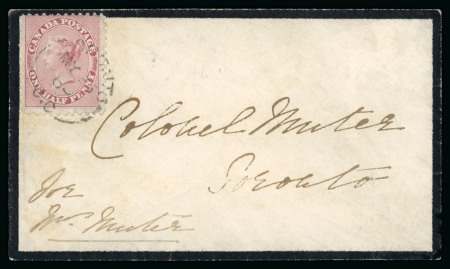 Stamp of Canada » Colony of Canada » Uses in the Cents Period 1858–59 ½d Deep Rose Perforated on Local Drop Letter½d