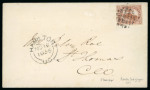 Stamp of Canada » Colony of Canada » Cancellations MUTE CANCEL: 1852–57 3d Brown-Red on Medium Wove Cover1852–57