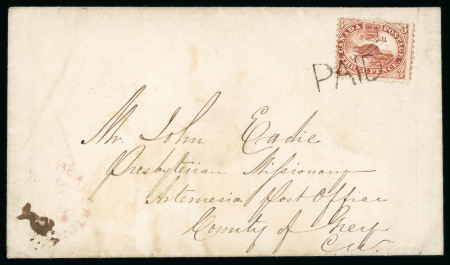 Stamp of Canada » Colony of Canada » Cancellations PAID: 1858–59 3d Red perforated