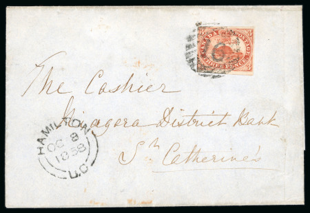 Stamp of Canada » Colony of Canada » Cancellations Grid Numeral “16” : 1852–57 3d Orange-Red on Medium