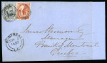 Stamp of Canada » Colony of Canada » Domestic Mail 1852–57 6d Slate-Grey and 3d Red on Medium Wove Entire