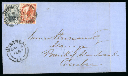 Stamp of Canada » Colony of Canada » Domestic Mail 1852–57 6d Slate-Grey and 3d Red on Medium Wove Entire