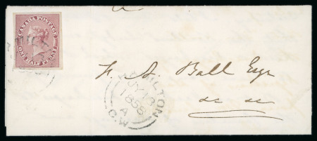 Stamp of Canada » Colony of Canada » Domestic Mail 1852–57 ½d Rose on Entire Drop Letter – Hamilton½d