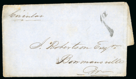 Stamp of Canada » Colony of Canada » Domestic Mail Canada 1854 Stampless printed matter from Montreal with 1d postage due handstamp