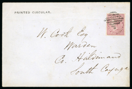 Stamp of Canada » Colony of Canada » Domestic Mail 1852–57 ½d Rose on Printed Circular Envelope½d deep