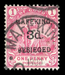 Stamp of South Africa » Mafeking 1900 Cape of Good Hope 3d on 1d used, six examples showing the setting of 6 of the surcharge