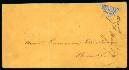 Stamp of Canada » Colony of Canada » Domestic Mail 6d. brownish-grey, diagonal bisect, upper right half