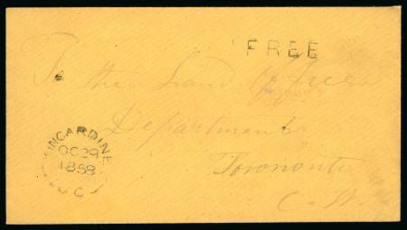 Stamp of Canada » Colony of Canada » Postage-Free Correspondence 1858 Stampless Official Cover – Kincardine “FREE” Marking