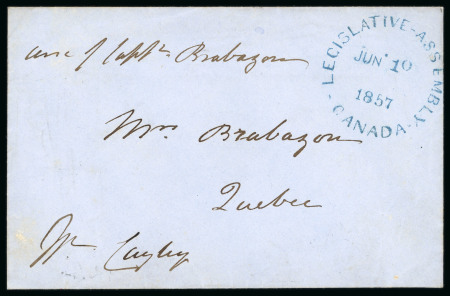 Stamp of Canada » Colony of Canada » Postage-Free Correspondence 1857 Stampless Parliamentary Free Frank – Legislative Assembly Datestamp