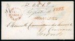 Stamp of Canada » Colony of Canada » Postage-Free Correspondence 1857 O.H.M.S. Stampless Registered Cover – STE ANNE LA POCATIERE “FREE” and “REGISTERED”