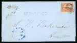 Stamp of Canada » Colony of Canada » Registered Mail 1852–57 3d Red on Medium Wove – Early Registered Cover