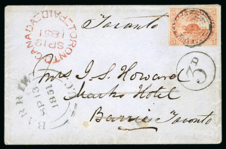 Stamp of Canada » Colony of Canada » Forwarded Letters 1851 3d Orange-Vermilion on Laid Paper – Remailed Cover