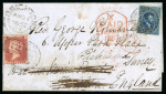 Stamp of Canada » Colony of Canada » Forwarded Letters 1852–57 10d Blue on Thin Wove – Re-Addressed Entire via Cunard “Persia”
