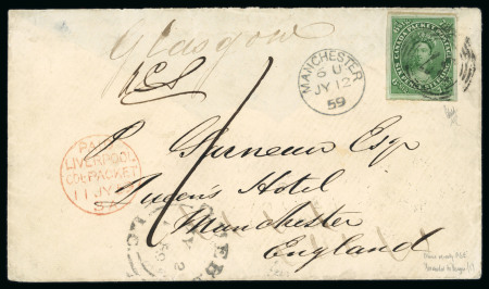 Stamp of Canada » Colony of Canada » Forwarded Letters 1852–57 7½d Deep Yellow-Green on Cover – Re-Addressed via Liverpool