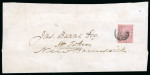 Stamp of Canada » Colony of Canada » Mail to the Other Provinces 1852–57 ½d Deep Rose on Wrapper – Unique Usage to New Brunswick