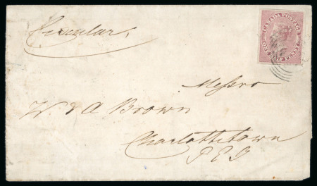 Stamp of Canada » Colony of Canada » Mail to the Other Provinces 1852–57 ½d Rose on Circular – Rare Usage to Prince Edward Island