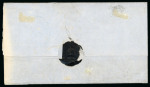 Stamp of Canada » Colony of Canada » Mail to the USA 1852–57 3d Brown-Red Horizontal Pair on Thin Wove – London to New York via Suspension Bridge