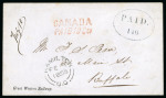 Stamp of Canada » Colony of Canada » Mail to the USA 1855 Cover – Great Western Railway, Hamilton to Buffalo