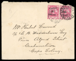 Stamp of South Africa » Mafeking 1900 Cape of Good Hope 3d on 1d pair on envelope to the Cape Colony