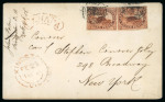 Stamp of Canada » Colony of Canada » Mail to the USA 1852–57 Two 3d Deep Red on Medium Wove – Kingston to New York