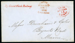 Stamp of Canada » Colony of Canada » Mail to the USA 1856 Montreal to Bryant's Pond, Maine – Grand Trunk Railway Cover