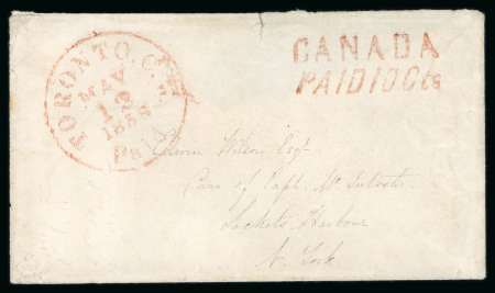 Stamp of Canada » Colony of Canada » Mail to the USA 1856 Toronto to Sackets Harbor, NY – Canada Paid Cover